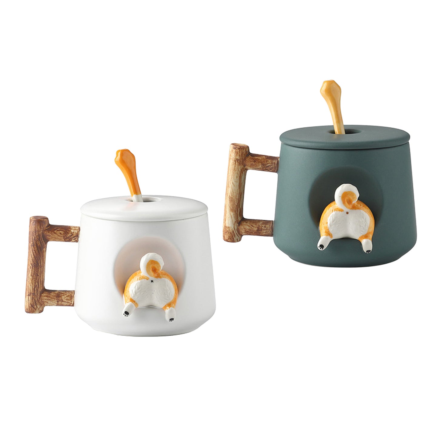 3D Corgi Butt Ceramic Mug Funny Cappuccino Cup Morning Mugs White
