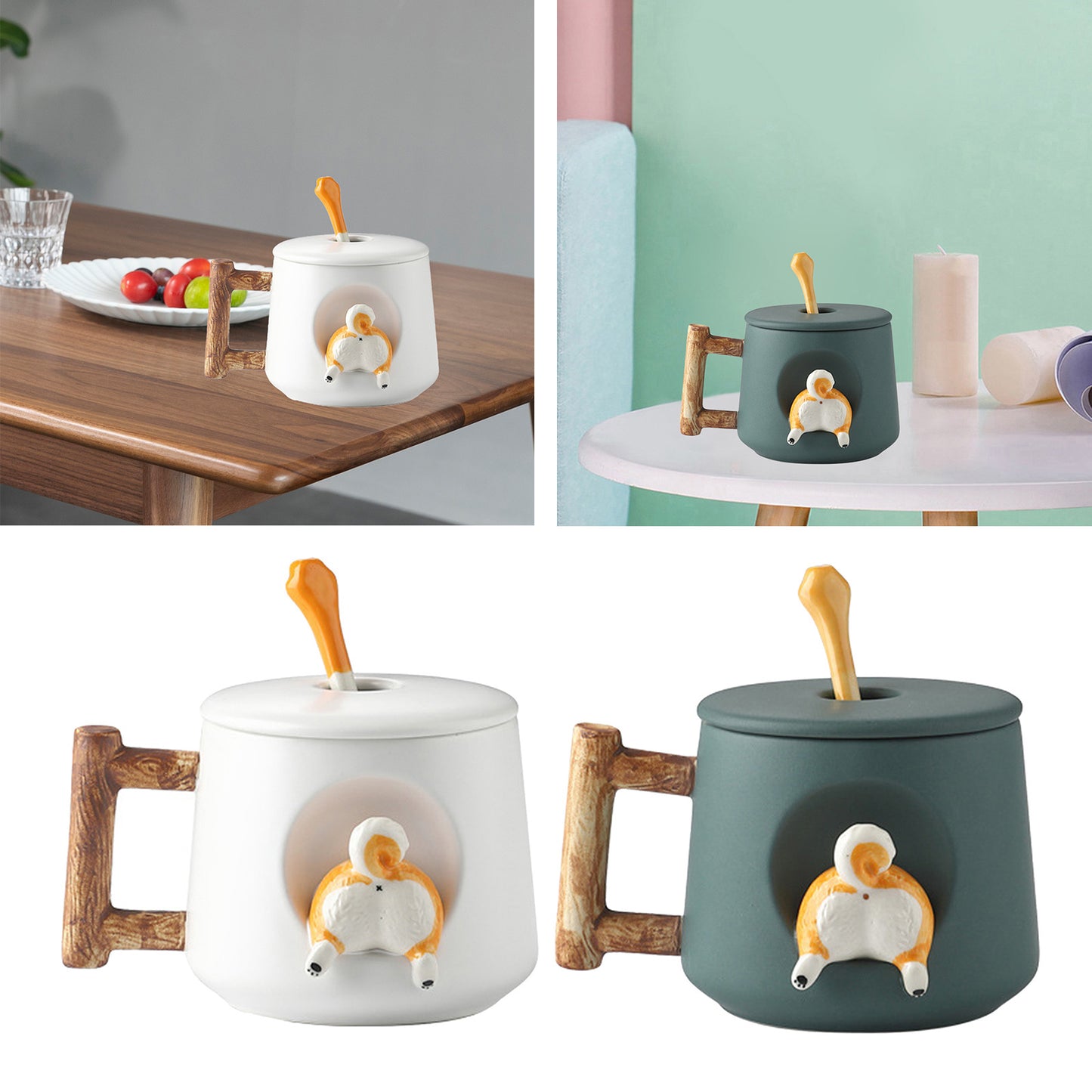 3D Corgi Butt Ceramic Mug Funny Cappuccino Cup Morning Mugs White