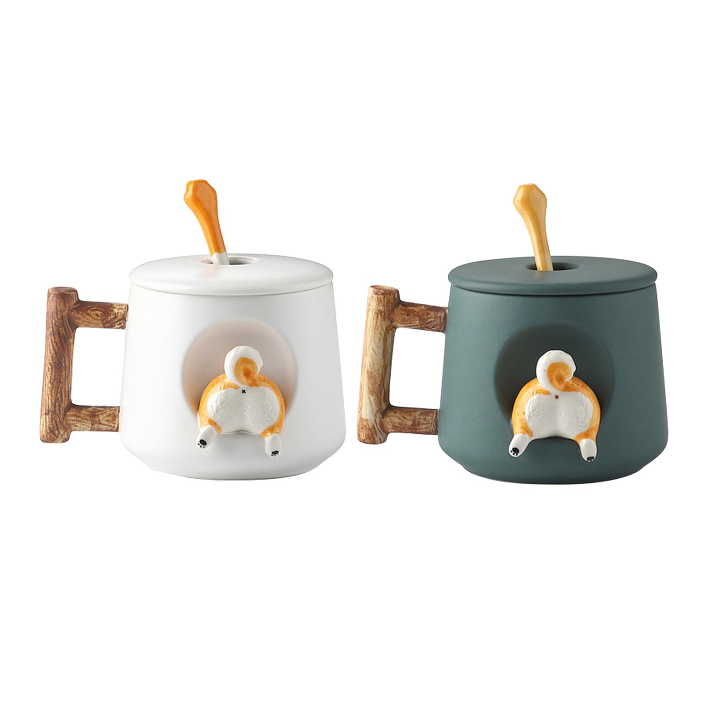 3D Corgi Butt Ceramic Mug Funny Cappuccino Cup Morning Mugs White