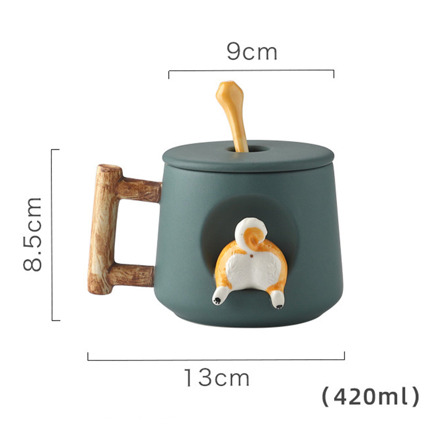 3D Corgi Butt Ceramic Mug Funny Cappuccino Cup Morning Mugs Dark Green