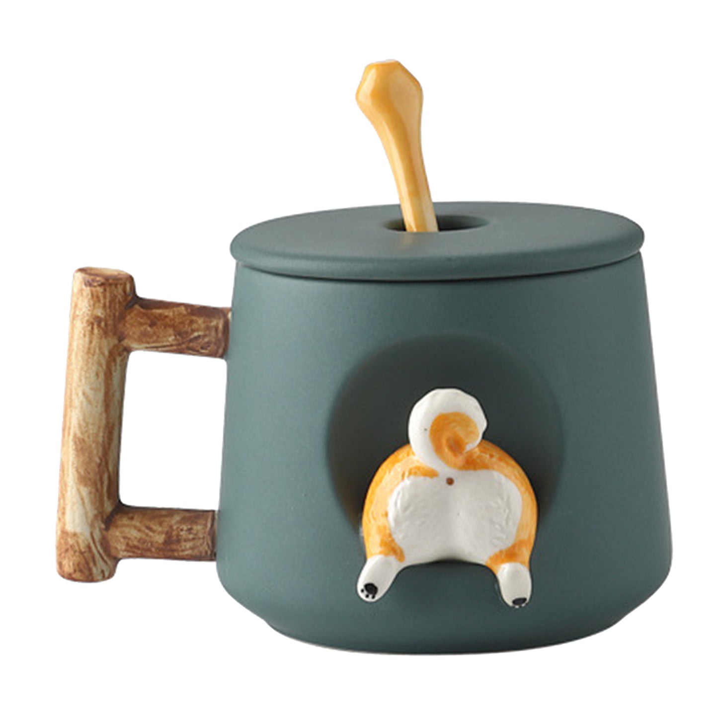 3D Corgi Butt Ceramic Mug Funny Cappuccino Cup Morning Mugs Dark Green