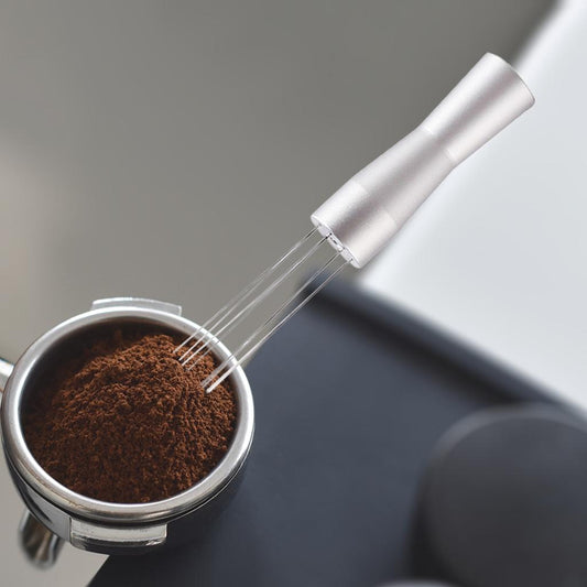 Needle Style Coffee Tamper Distributor Espresso Hand Stirrer Tool Silver