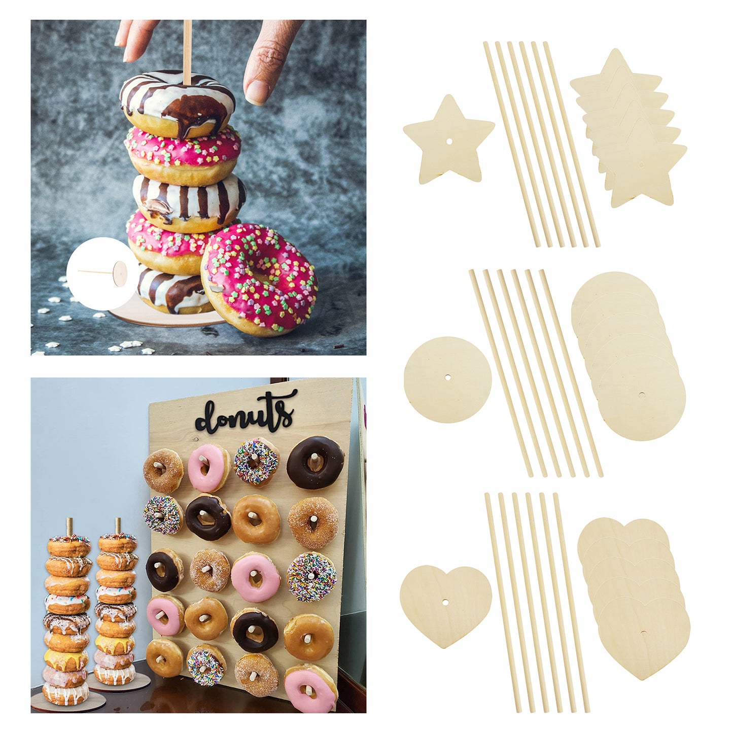 Donuts Stand Wedding Suppy Donut Display Reunions Dessert Table Party Decor Round