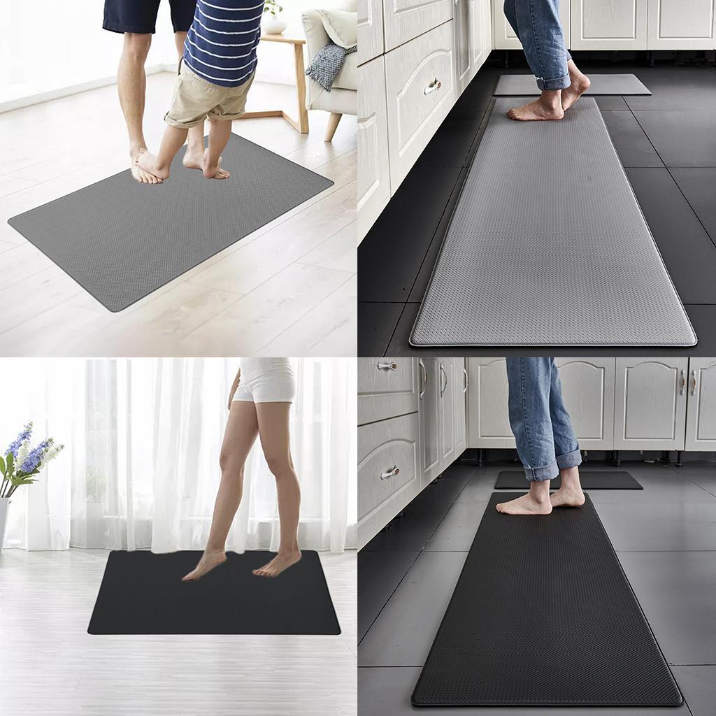 Kitchen Mat Cushioned Runner Floor Mat Rug Thick PVC for Home Sink Bedroom Gray 1 Piece