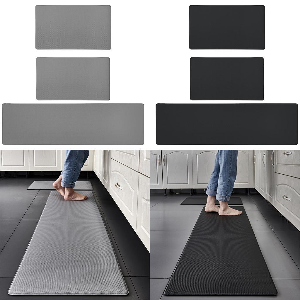 Kitchen Mat Cushioned Runner Floor Mat Rug Thick PVC for Home Sink Bedroom Gray 1 Piece