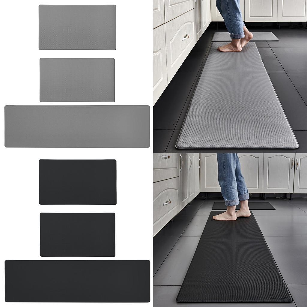Kitchen Mat Cushioned Runner Floor Mat Rug Thick PVC for Home Sink Bedroom Gray 1 Piece