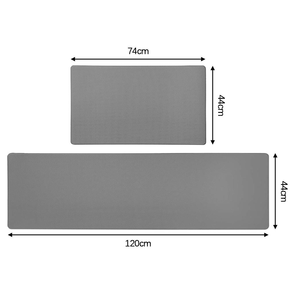 Kitchen Mat Cushioned Runner Floor Mat Rug Thick PVC for Home Sink Bedroom Gray 2 Pieces