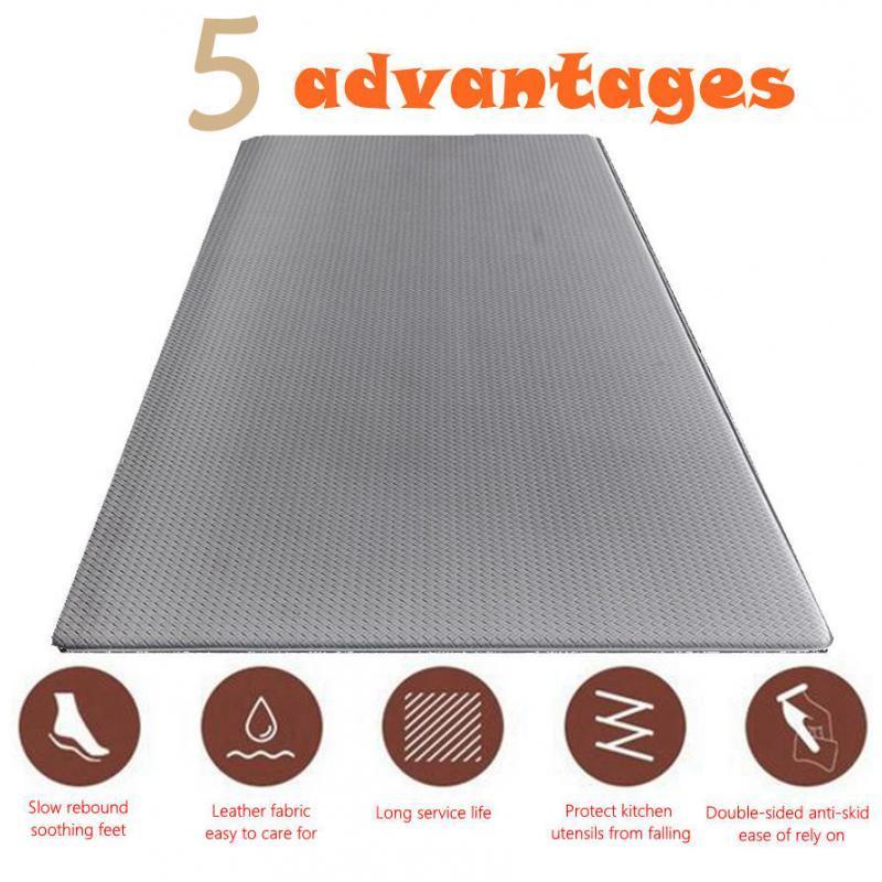 Kitchen Mat Cushioned Runner Floor Mat Rug Thick PVC for Home Sink Bedroom Gray 2 Pieces