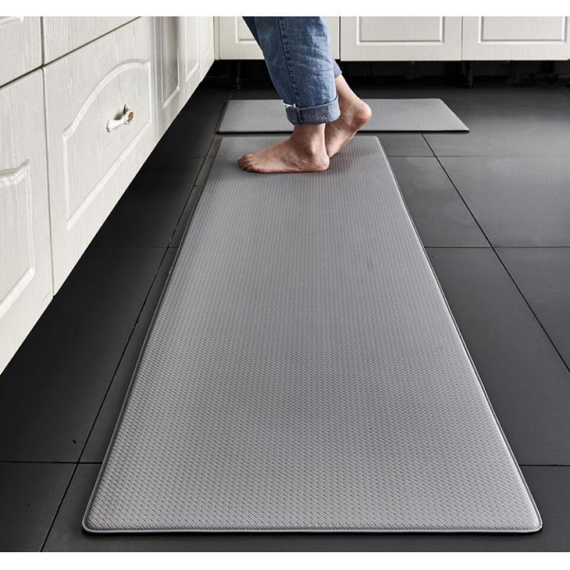 Kitchen Mat Cushioned Runner Floor Mat Rug Thick PVC for Home Sink Bedroom Gray 2 Pieces