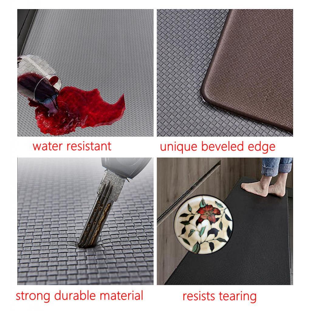 Kitchen Mat Cushioned Runner Floor Mat Rug Thick PVC for Home Sink Bedroom Black 1 Piece