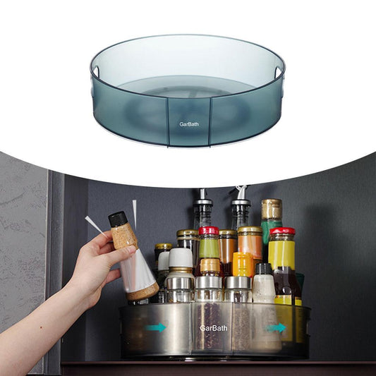 360 Rotating Pantry Spice Jar Storage Tray Makeup Organizer Rack Blue