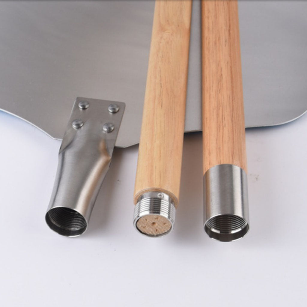 Aluminum Anti-scald Pizza Turning Peel Metal with Wood Handle Homemade Pizza