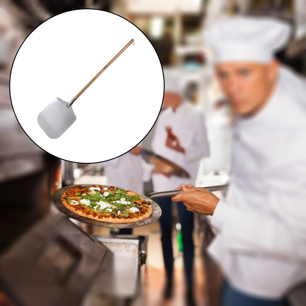 Aluminum Anti-scald Pizza Turning Peel Metal with Wood Handle Homemade Pizza