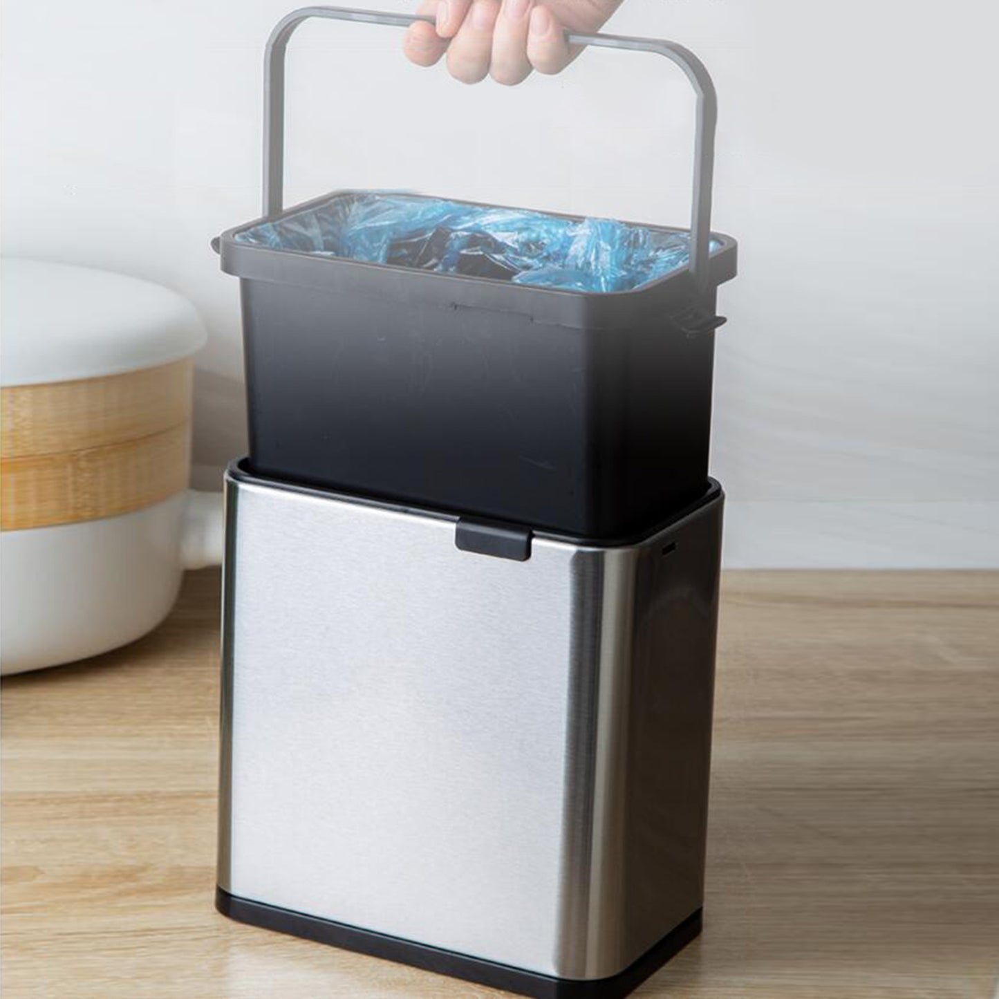 4L Hanging Trash Can Waste Bin Over Cabinet Door Indoor Mounted Trash Bin