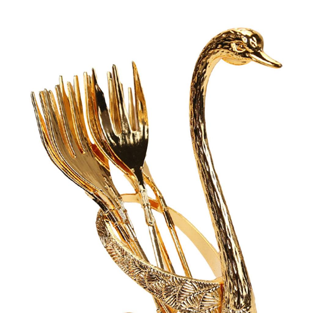 Swan Dinnerware Set Creative 6 Forks Utensils for Tea Fruit Kitchen  Gold