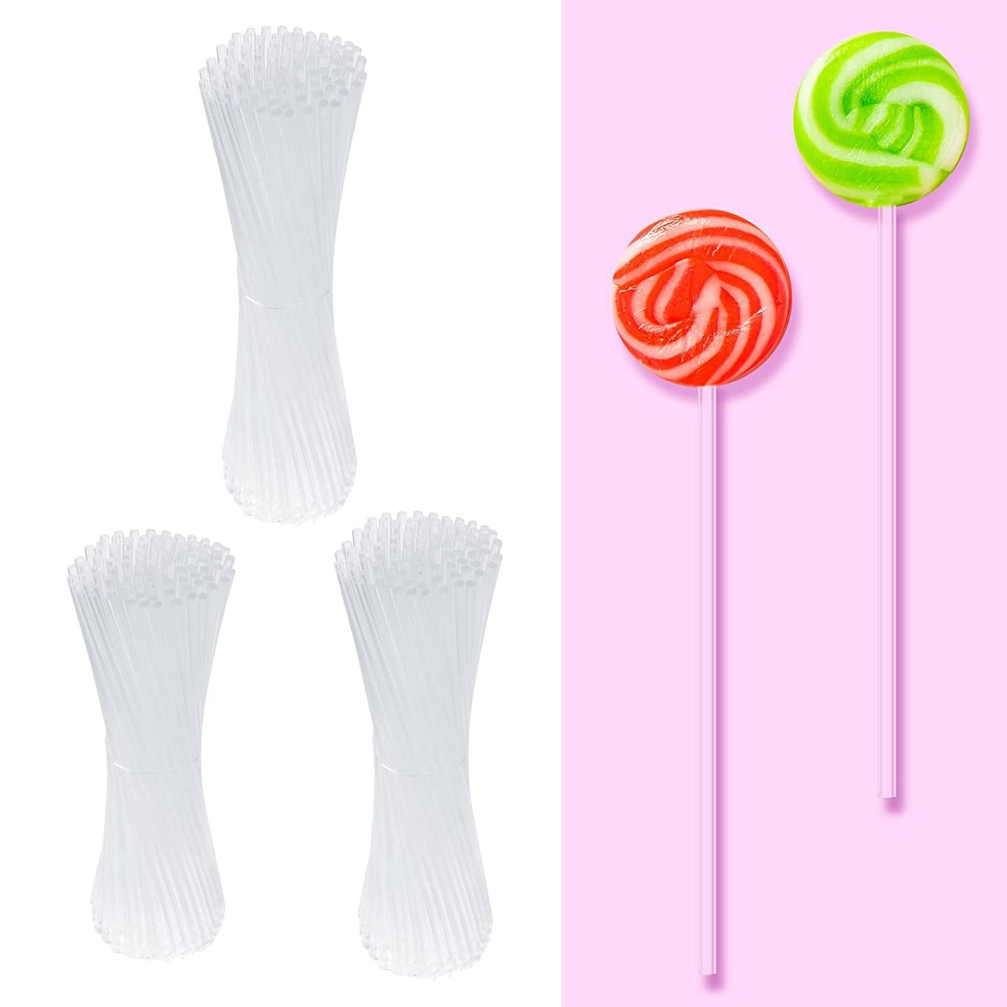 100x Clear Lollipops Sticks Acrylic for Home Halloween Chocolate 10.2x0.3cm