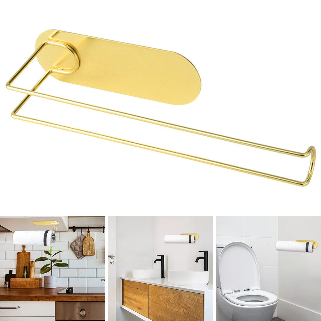 Paper Holder Racks Under Cabinet Off-wall Rustproof Hanging Accessory Toilet gold