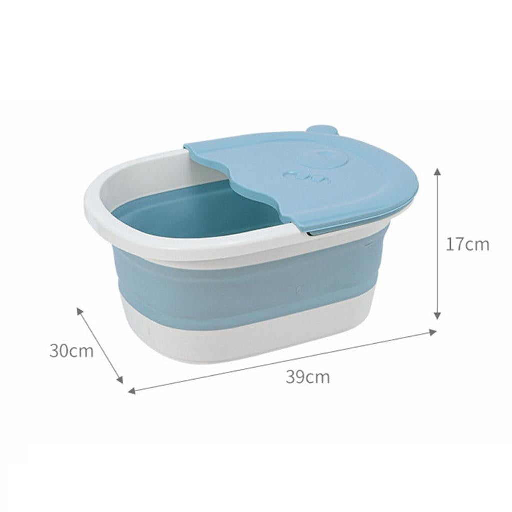Folding Foot Basin with Pebble Massage Feet Soaker Massage Tubfoot Care Blue