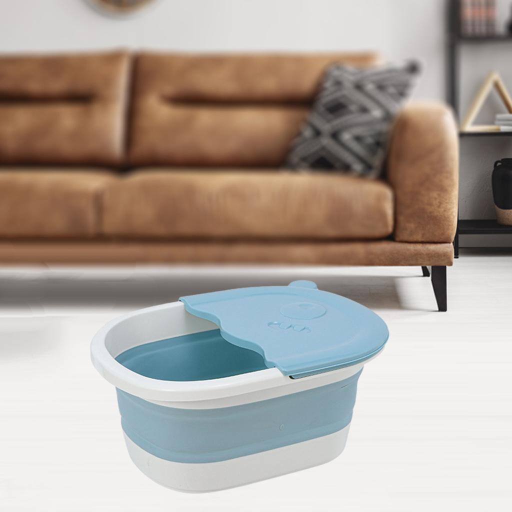 Folding Foot Basin with Pebble Massage Feet Soaker Massage Tubfoot Care Blue