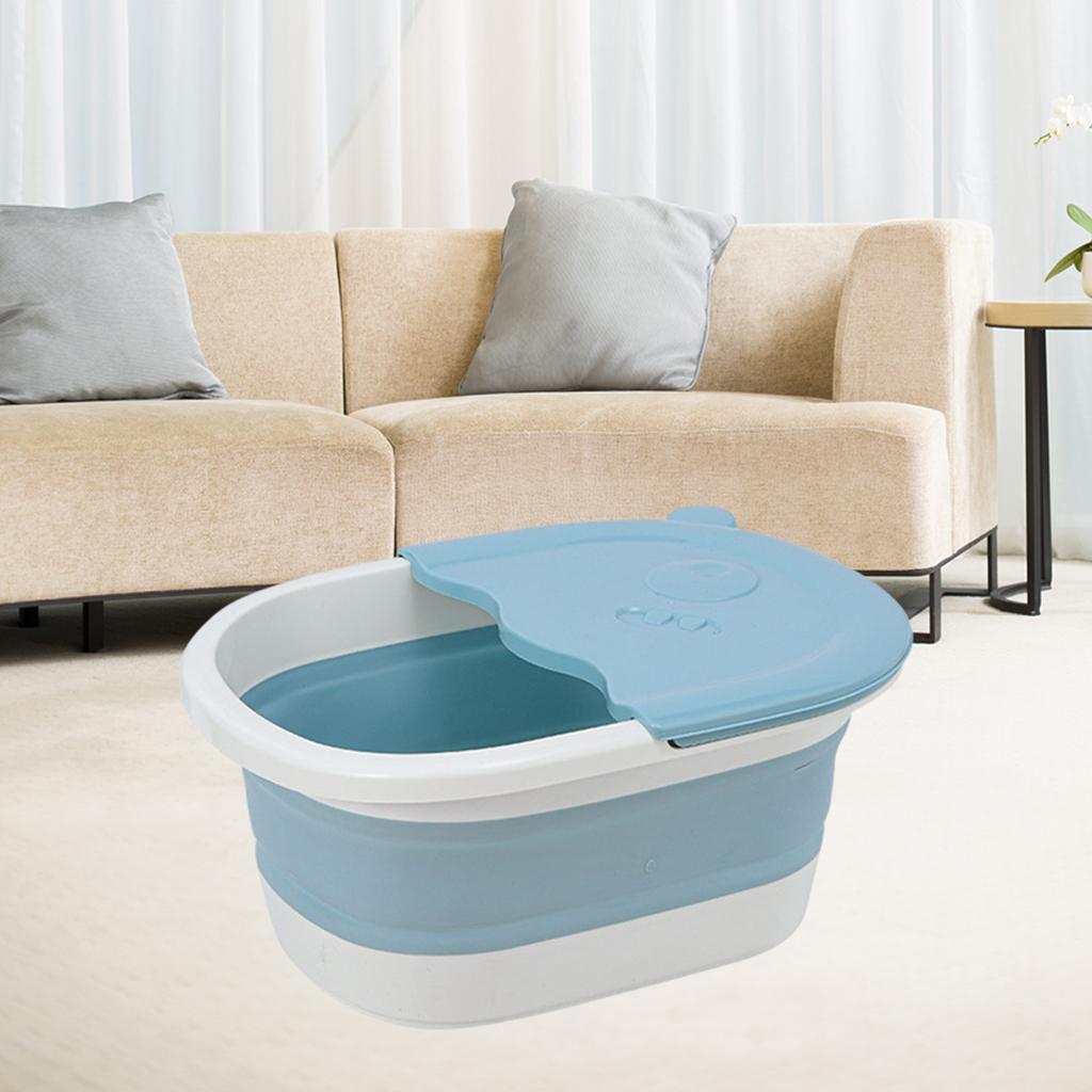 Folding Foot Basin with Pebble Massage Feet Soaker Massage Tubfoot Care Blue
