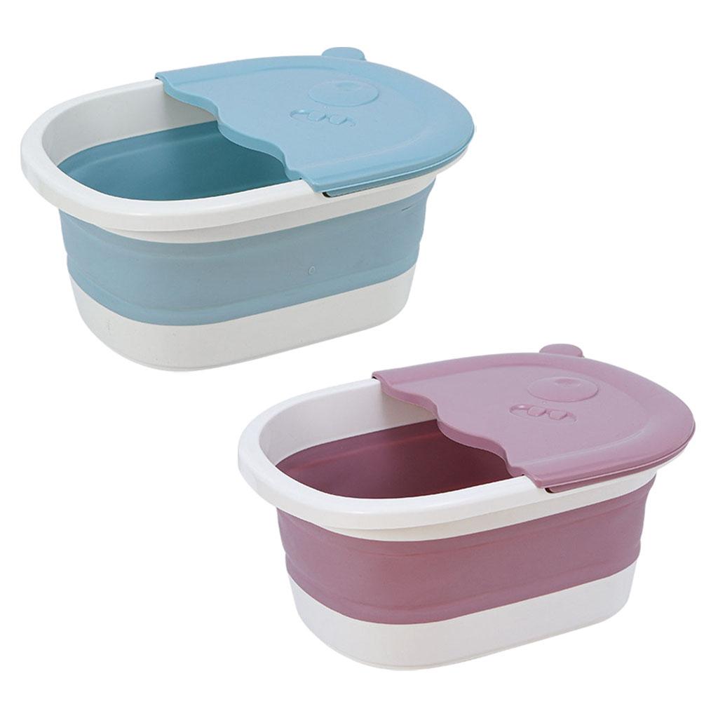 Folding Foot Basin with Pebble Massage Feet Soaker Massage Tubfoot Care Blue
