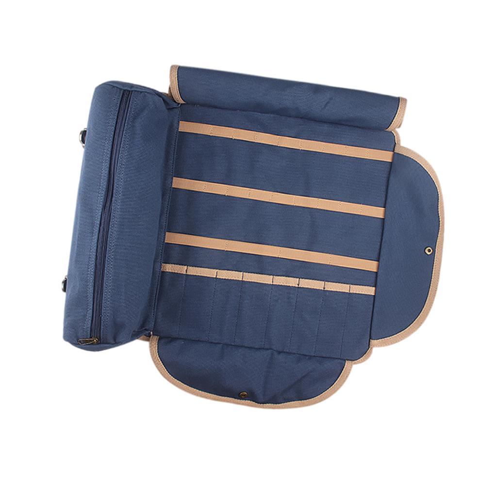 Barware Roll Bag with Handle Easy Carry Professional Storage Bag Blue