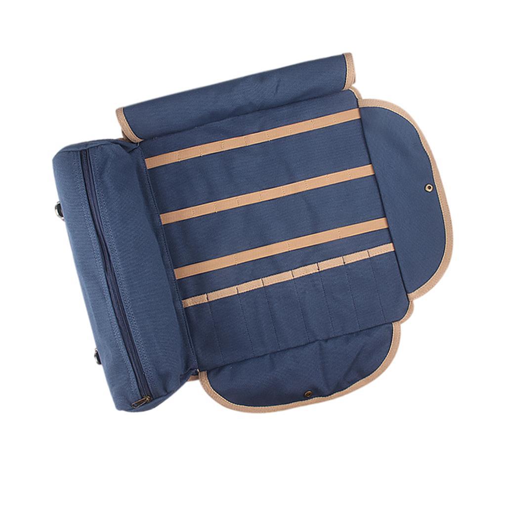 Barware Roll Bag with Handle Easy Carry Professional Storage Bag Blue