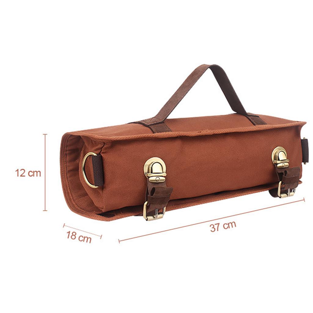 Barware Roll Bag with Handle Easy Carry Professional Storage Bag Brown