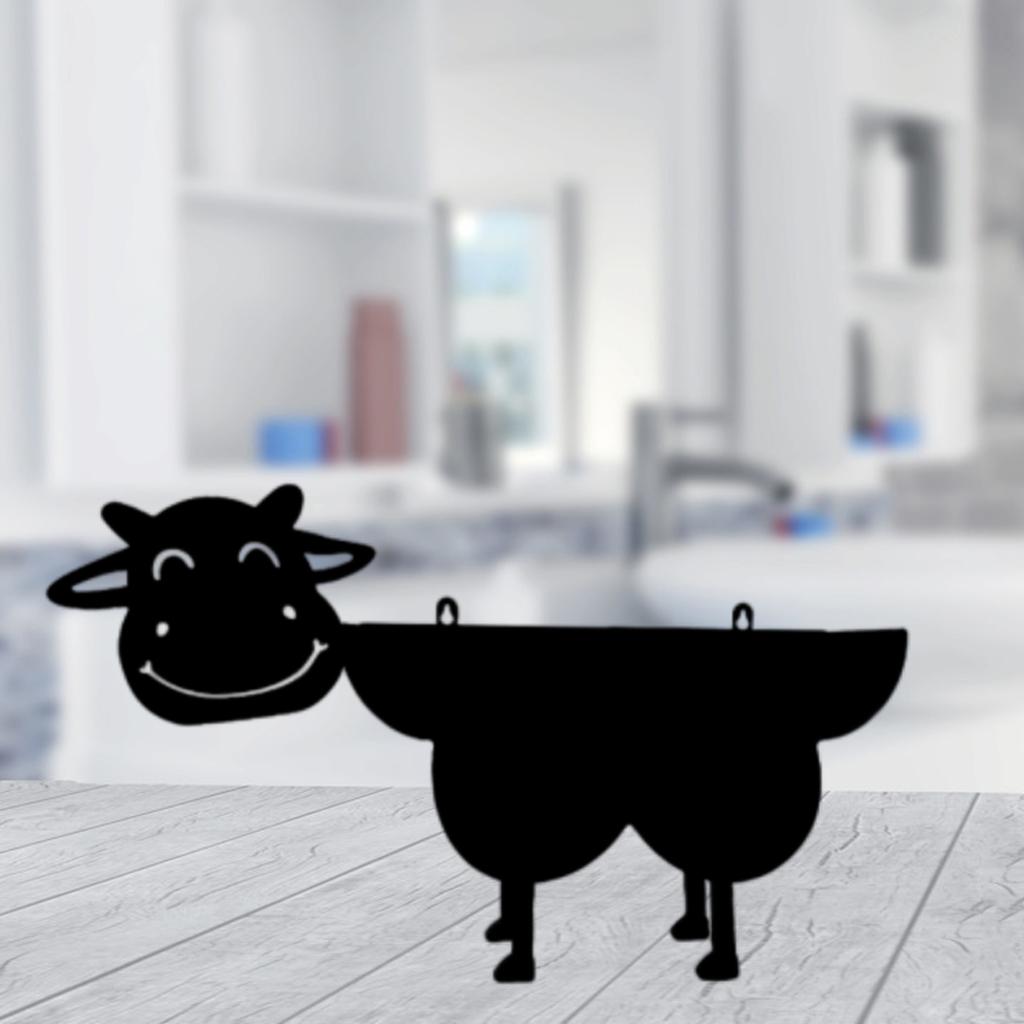 Black Animal Cow Toilet Paper Roll Holder Storage Stand Ornament Wall Mount