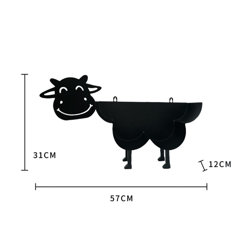 Black Animal Cow Toilet Paper Roll Holder Storage Stand Ornament Wall Mount