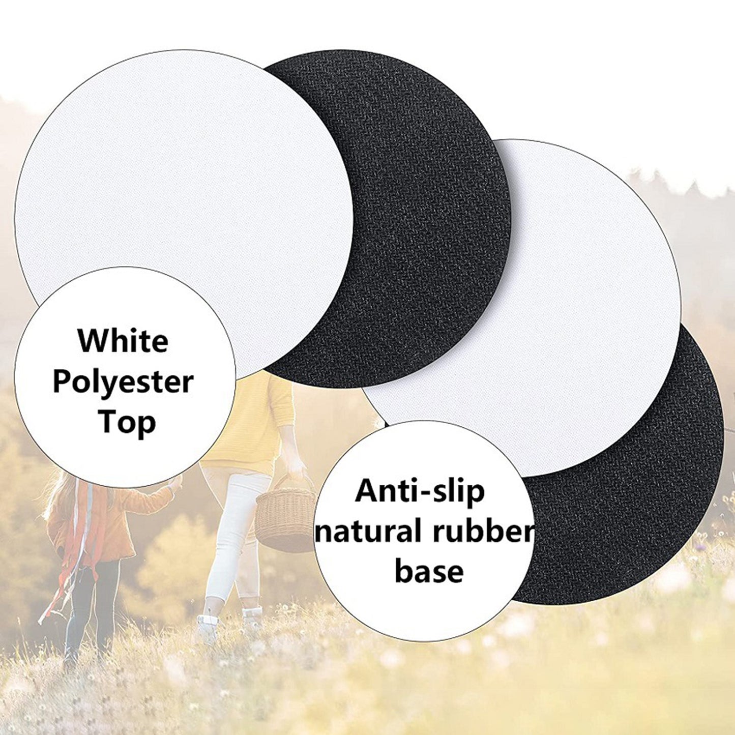 36 x Neoprene Blank Sublimation Coasters 10cm x 10cm Round non-slip bottom