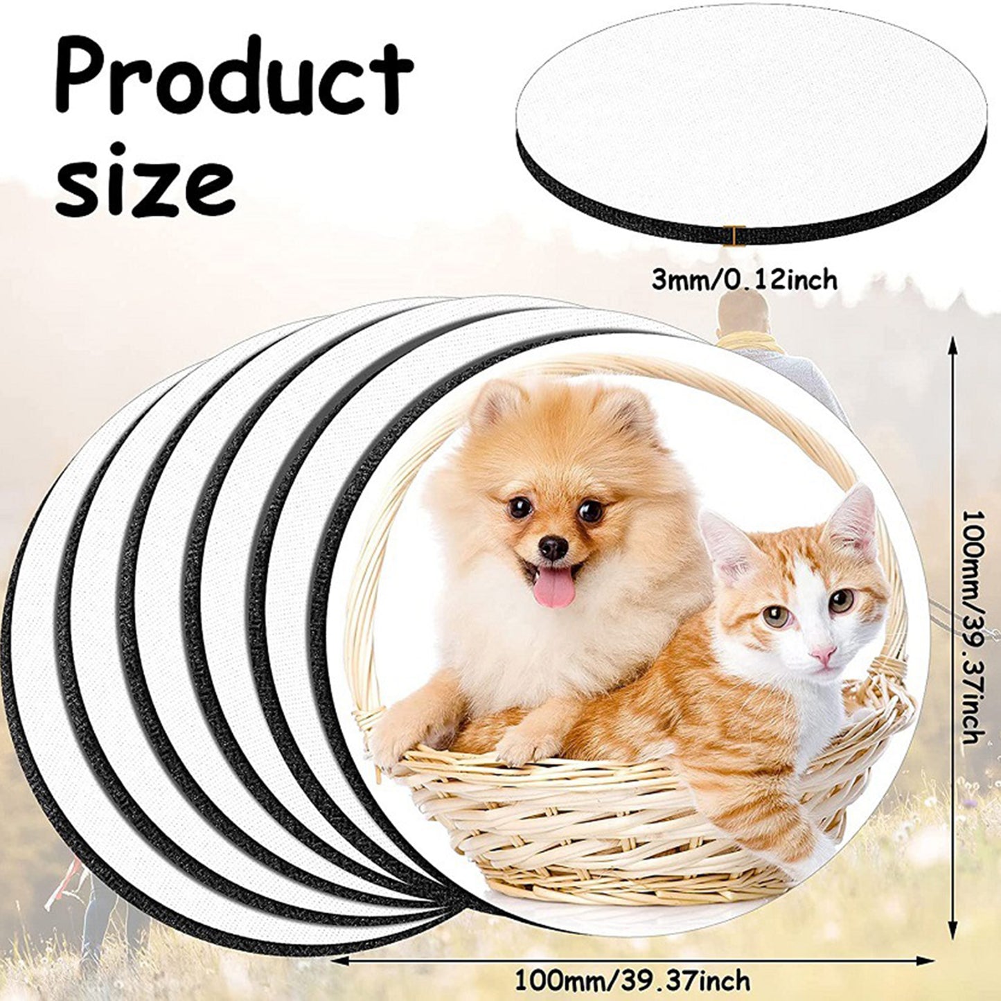 36 x Neoprene Blank Sublimation Coasters 10cm x 10cm Round non-slip bottom