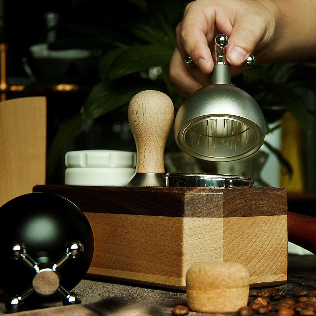 58mm Needle Coffee Tamper Distributor Leveler Tool Kitchen Cafe Bar Gray