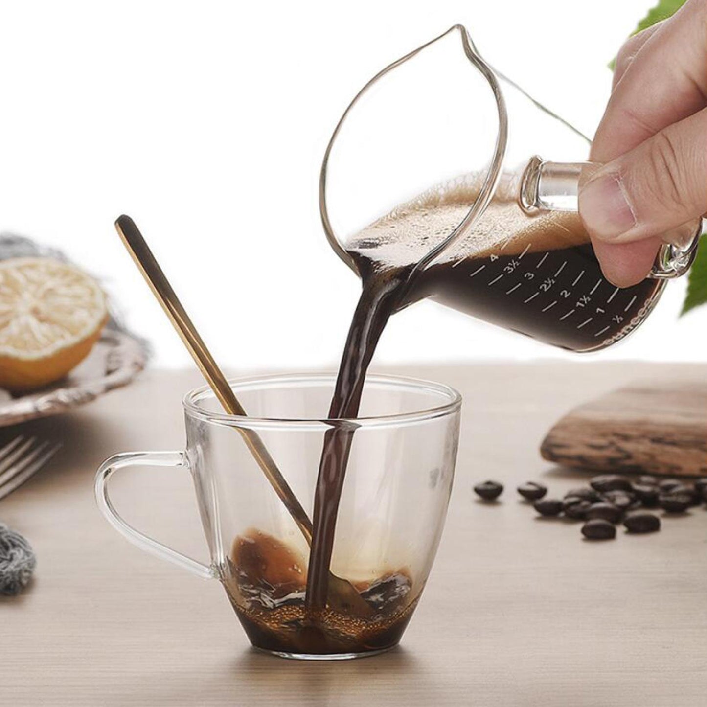 Coffee Glass Measuring Milk Cup Double Mouth and Scale Wine Coffee Ounce Mug 75ml