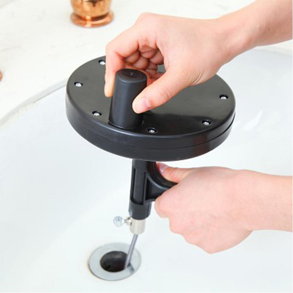 Manual Drain Snake Sink Clog Remover Hook Steel Spring Sink Pipe Bathroom Black 5M