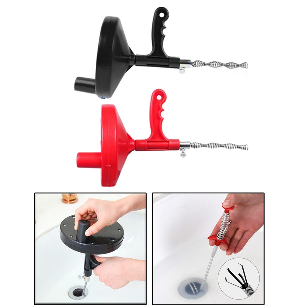 Manual Drain Snake Sink Clog Remover Hook Steel Spring Sink Pipe Bathroom Black 5M