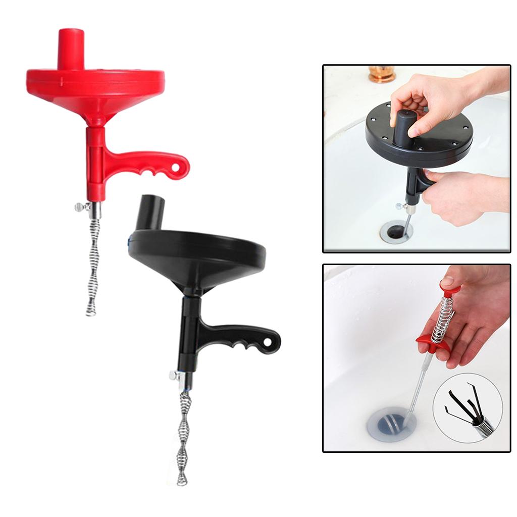 Manual Drain Snake Sink Clog Remover Hook Steel Spring Sink Pipe Bathroom Black 5M