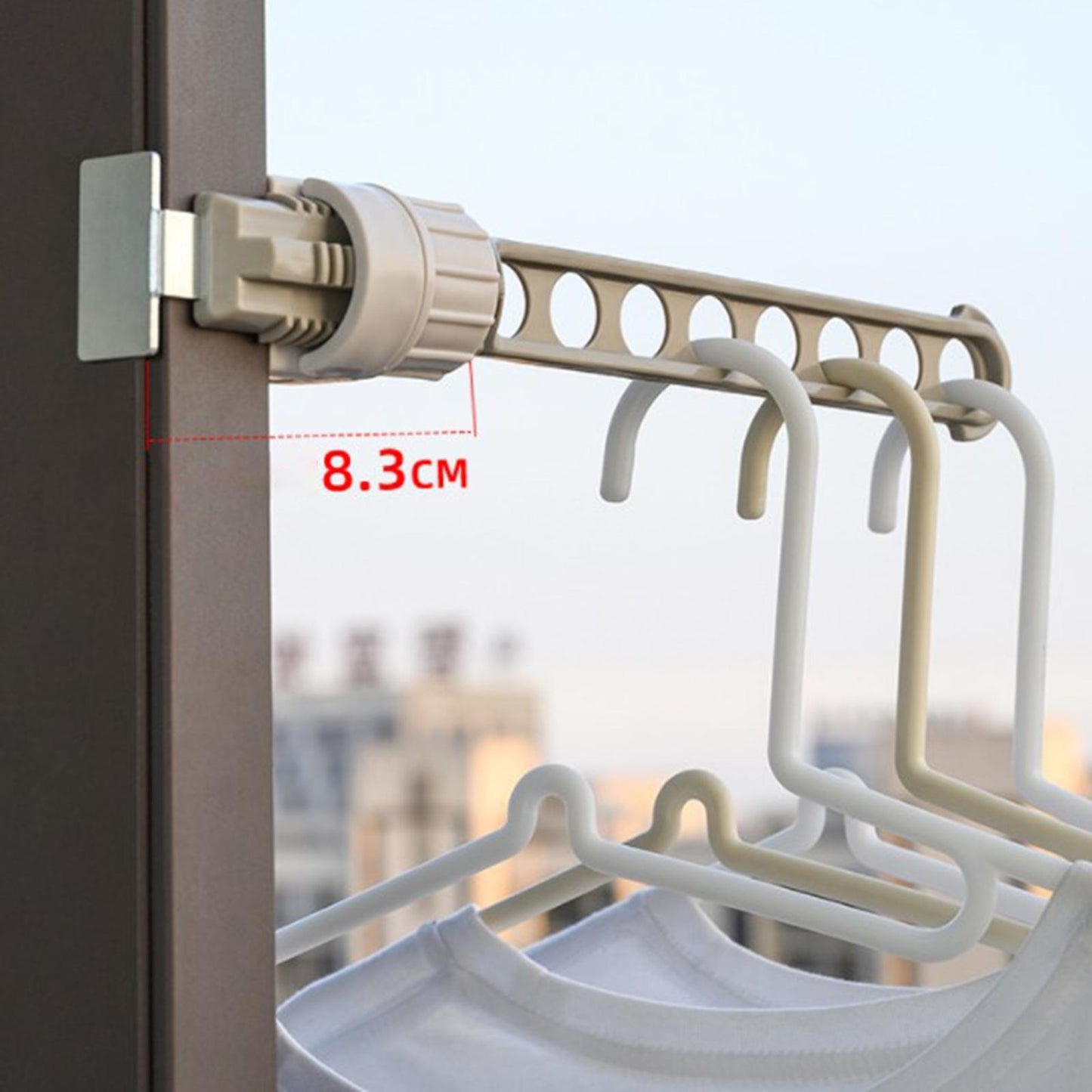 Space Saving Balcony 8 Hole Clothes Hanging Drying Rack Window Frame Hanger Blue