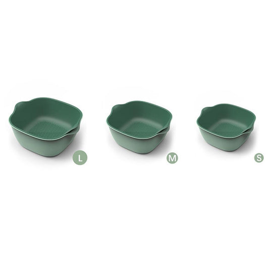 3Pcs Drain Basket Handle Double Layer Plate ABS Plastic for Living Room Green