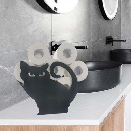 Iron Toilet Roll Holder Unique Free Standing for Kitchen Home Bathroom 36.5x12x24.5cm