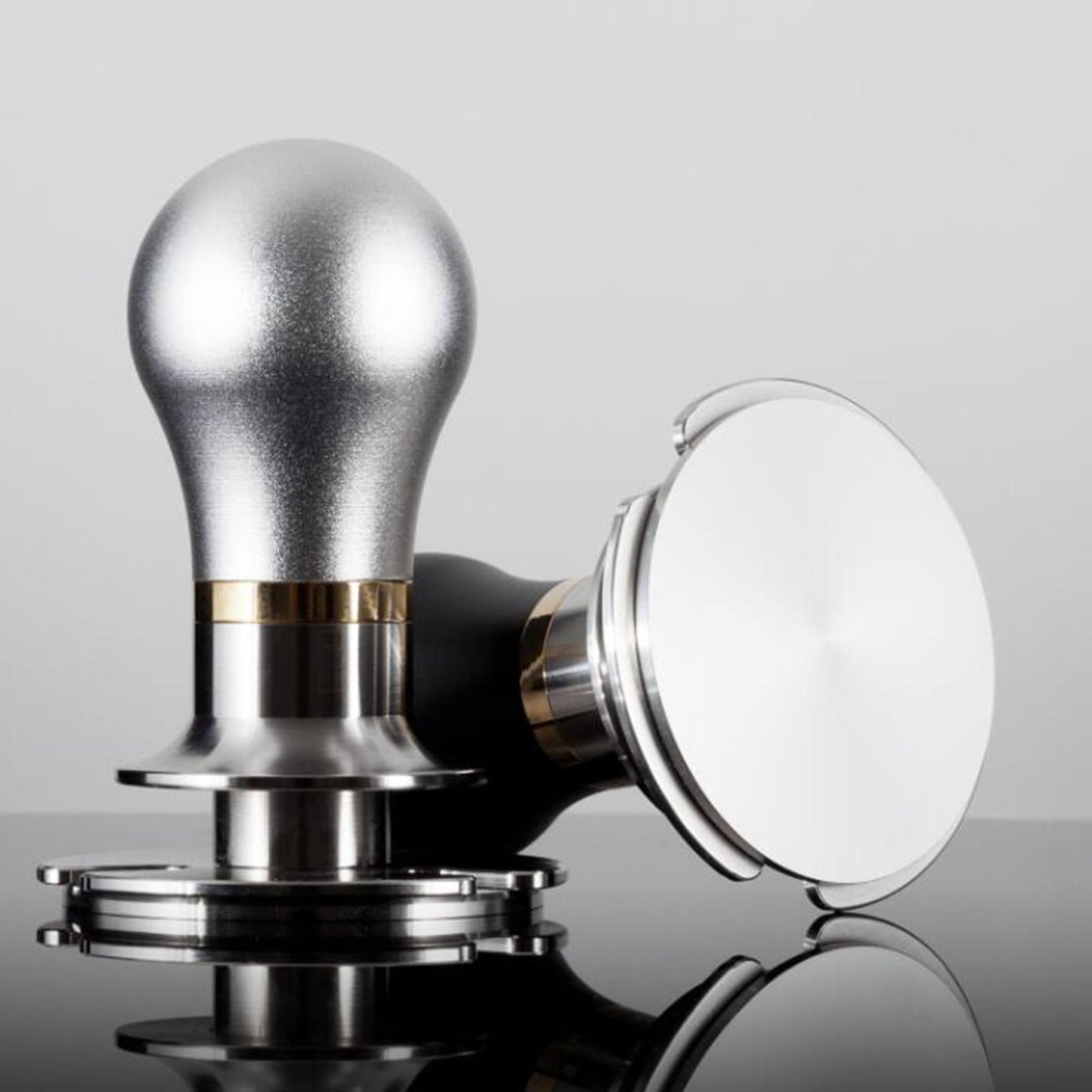 58.5mm Coffee Espresso Tamper Ergonomic Handle Flat Stainless Base Black