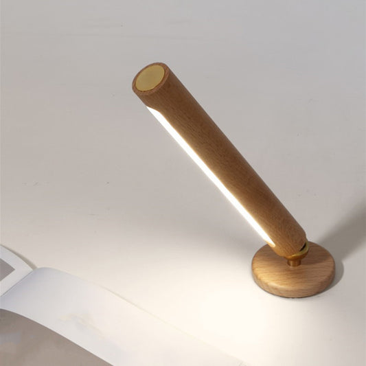 Bedside Wood Desk Lamp 180 Rotating Rechargeable Log Material Night Lamp