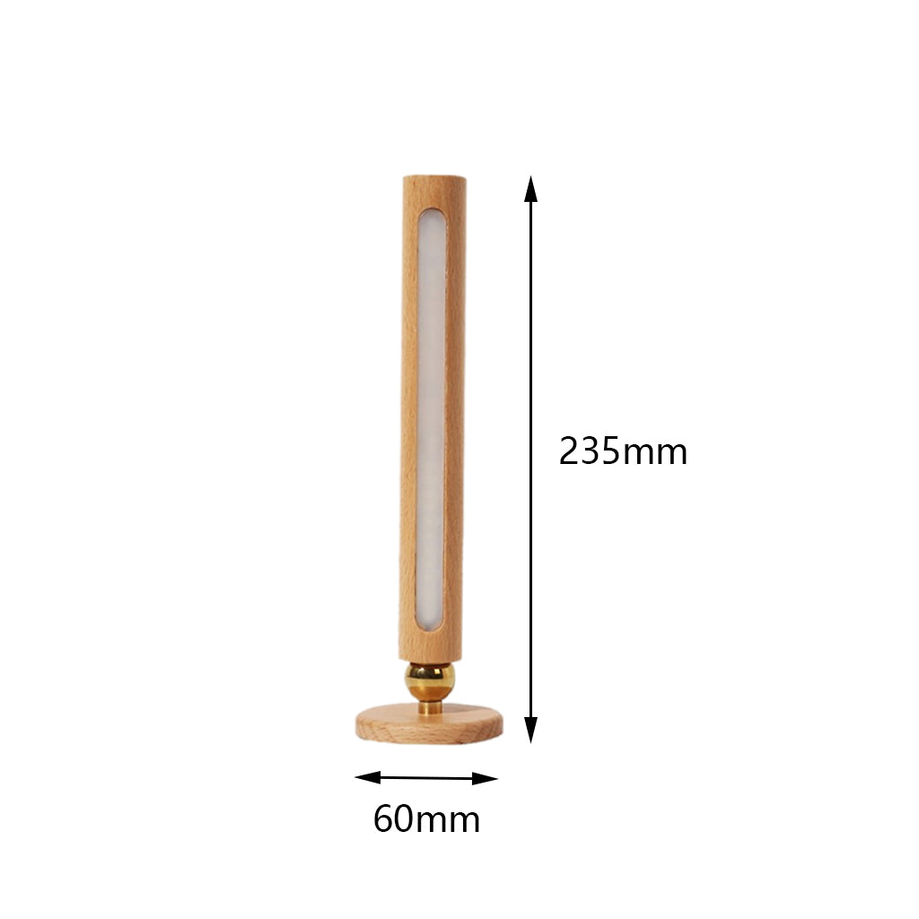 Bedside Wood Desk Lamp 180 Rotating Rechargeable Log Material Night Lamp