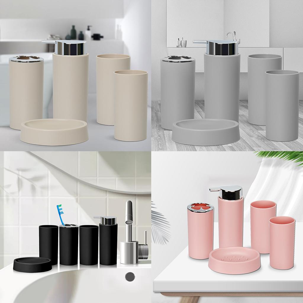 5Piece Bathroom Accessories Set Soap Dispenser Luxury Soap Dish for Office beige