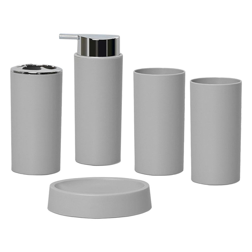 5Piece Bathroom Accessories Set Soap Dispenser Luxury Soap Dish for Office gray