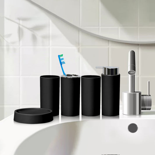 5Piece Bathroom Accessories Set Soap Dispenser Luxury Soap Dish for Office black