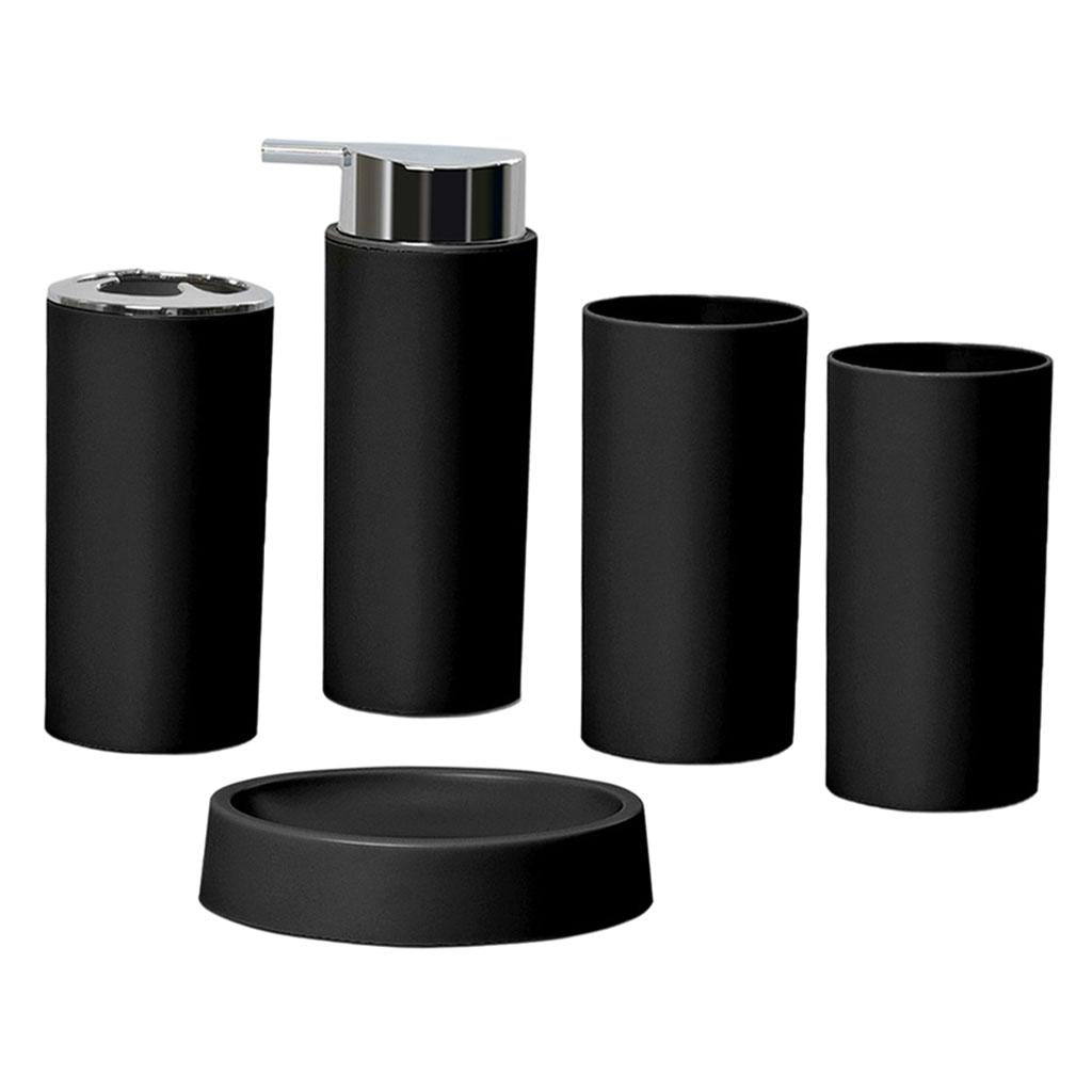 5Piece Bathroom Accessories Set Soap Dispenser Luxury Soap Dish for Office black