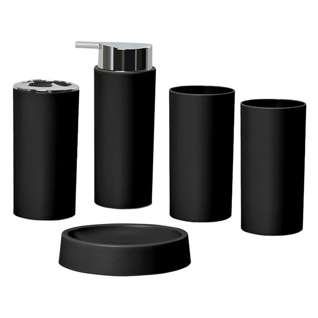 5Piece Bathroom Accessories Set Soap Dispenser Luxury Soap Dish for Office black