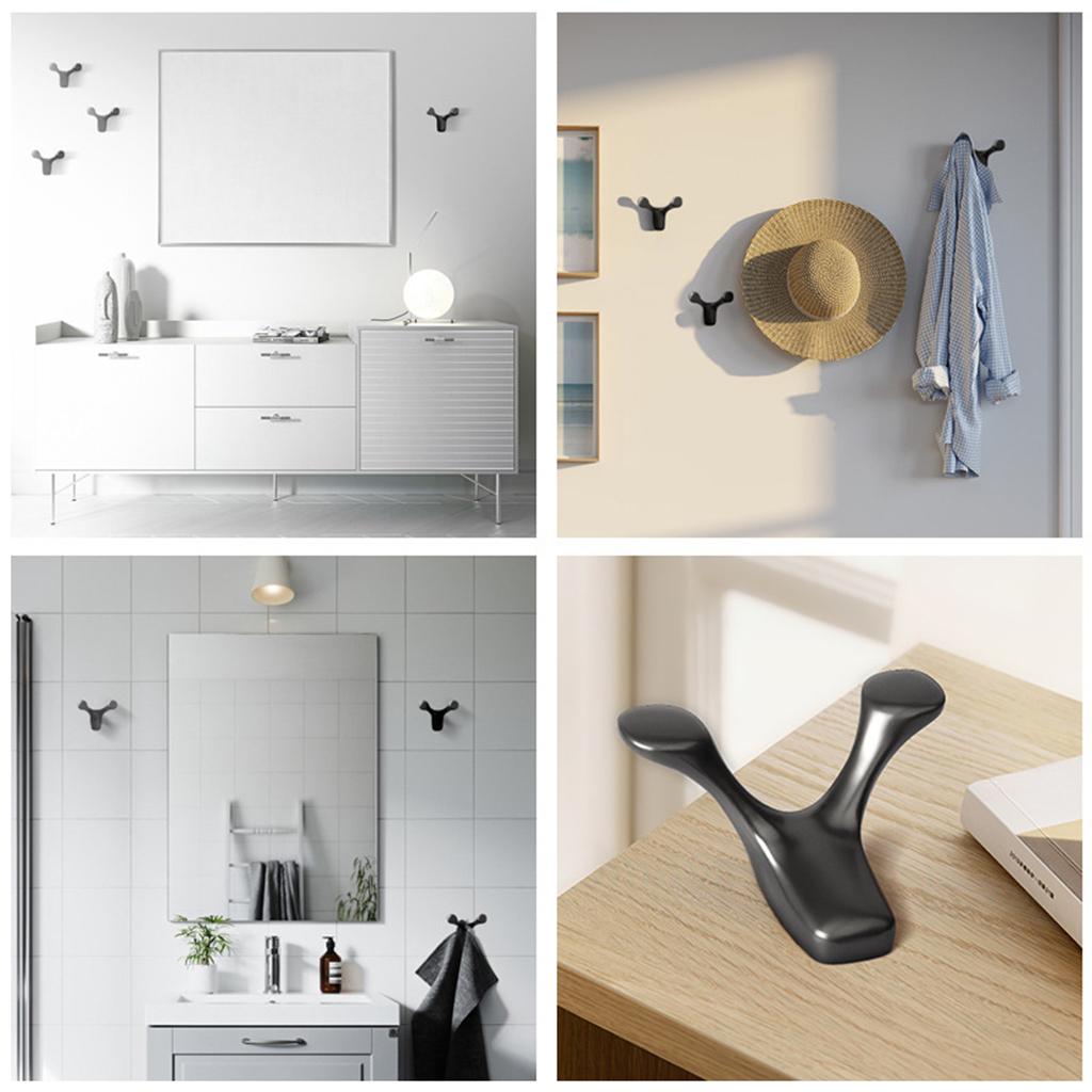 2 Pieces Wall Hooks Heavy Duty Nordic Waterproof for Kitchen Coat Robe Black