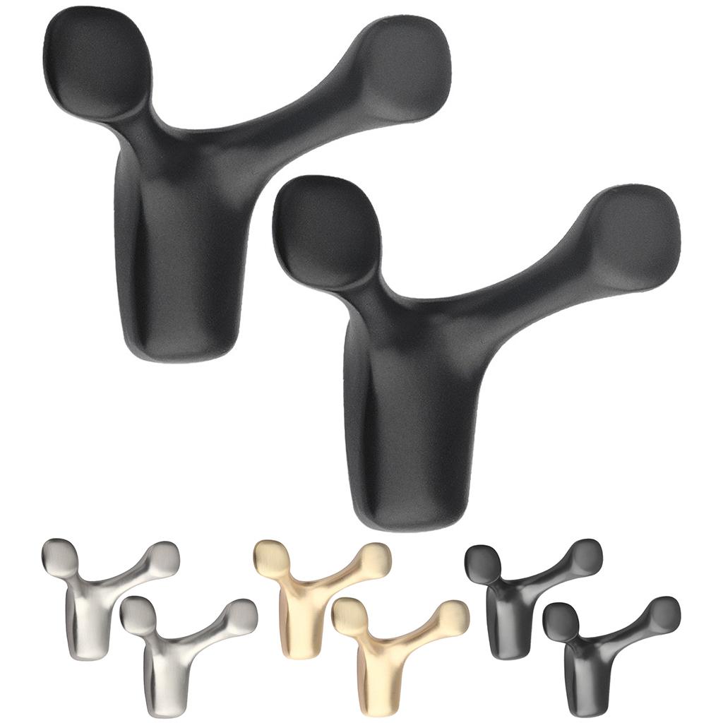 2 Pieces Wall Hooks Heavy Duty Nordic Waterproof for Kitchen Coat Robe Black
